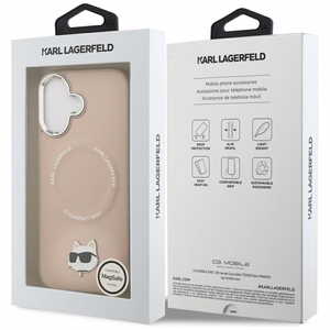 Karl Lagerfeld Choupette Pin MagSafe Suojakuori iPhone 17:lle - Vaaleanpunainen
