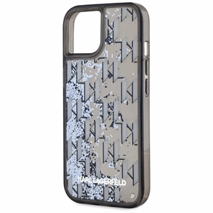 Karl Lagerfeld Liquide Glitter Monogram Gradient Suojakuori iPhone 15:lle - musta