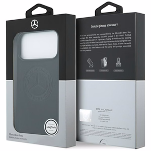 Mercedes Nahkainen Vintage Logo MagSafe Suojakuori iPhone 17 Pro Max:lle - musta