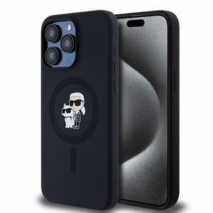 KARL LAGERFELD Suojakuori IPHONE 15 Pro Max yhteensopiva MagSafe KLHMP15XSCMKCRHK (Silicone KC Body Ring) musta