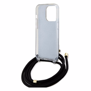 Guess GUHCP15LHC4SEK HC Crossbody Cord 4G Print -suojakuori iPhone 15 Pro 6,1:lle - musta