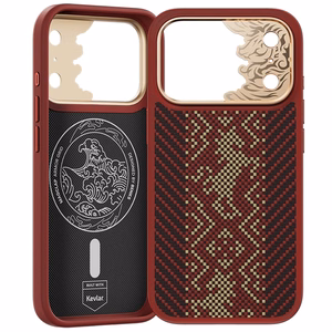 Punainen Benks Magnetic Armor Pro Knight kevlar- ja metallikehyksinen suojakuori (C.K.FL.AP.GD.BA73) malleihin iPhone 18 Pro Max / iPhone 17 Pro Max Camera Control -painikkeella