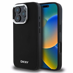 DKNY Plain Hopeinen Logo MagSafe iPhone 16 Pro:lle Suojakuori - Musta