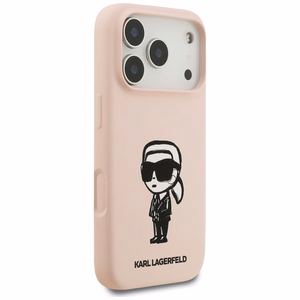 KARL LAGERFELD suojakuori iPhone 17 Pro Max MagSafe-yhteensopiva (silikoni KL-luonnoksella ja logolla) - pinkki