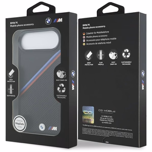 BMW M Tricolor Metal Logo MagSafe Suojakuori iPhone 17 Air:lle - Musta