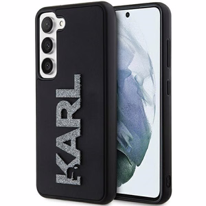 Karl Lagerfeld 3D Rubber Glitter Logo Suojakuori Samsung Galaxy S23+:lle - musta