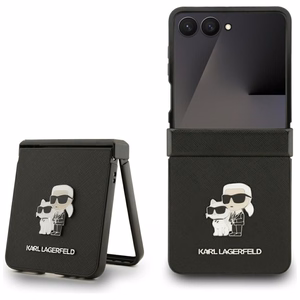 Karl Lagerfeld Saffiano Karl&Choupette Pin Suojakuori Samsung Galaxy Z Flip 7:lle - musta