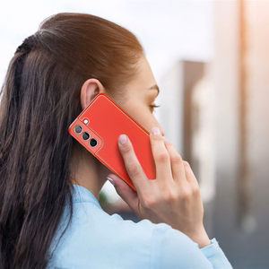 Dux Ducis Yolo tyylikäs suojus ekologisesta nahasta Samsung Galaxy S22 + (S22 Plus) punainen