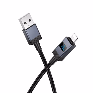 Kaapeli USB A - Lightning Hoco 2,4A näytöllä 1 m X118 musta