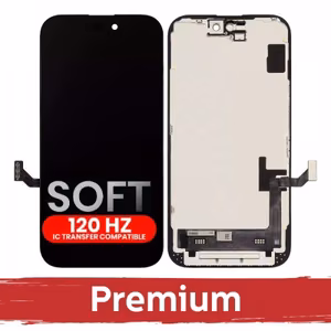 LCD-näyttö iPhone 15:lle, musta (SOFT OLED / Stable 120Hz / Premium) *itsediagnosoitava*