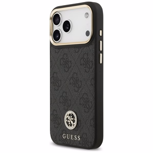 Guess 4G Strass Logo & Big Strap Metal Buttons MagSafe suojakuori iPhone 17 Pro Max - musta