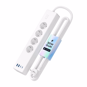 Meross MSP844(EU) älykäs pikalaturi jatkojohto, 4 pistorasiaa + 2x USB-A + 2x USB-C (Matter)