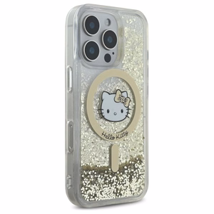 Hello Kitty Liquid Glitter Fever MagSafe Suojakuori iPhone 16 Pro Max:lle - kultainen