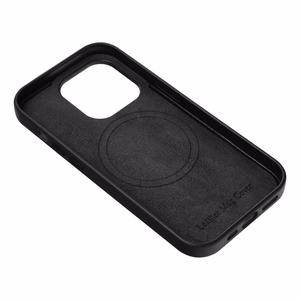 Nahkainen Mag Cover -suojakuori (MagSafe) iPhone 16:lle musta