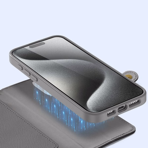 Dux Ducis Lawa Nahkainen Suojakuori iPhone 15 Pro Max:lle - harmaa