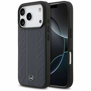 Mercedes Leather Laurel Leaves Stripes MagSafe -suojakuori iPhone 17 Pro - sininen