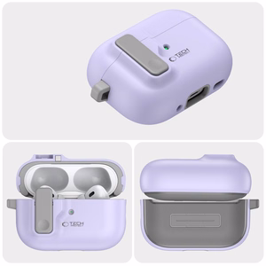 Tech-Protect Slim Hook Suojakuori karabiinilla Apple AirPods Pro 1 / 2:lle - violetti