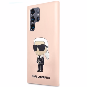 Karl Lagerfeld KLHCS23LSNIKBCP Samsung S23 S918 Ultra kovakuori vaaleanpunainen/vaaleanpunainen Silikoninen Ikonik