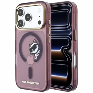 Karl Lagerfeld Peekaboo Logo -suojakuori laitteelle iPhone 18 Pro Max / 17 Pro Max, MagSafe-yhteensopiva – viininpunainen