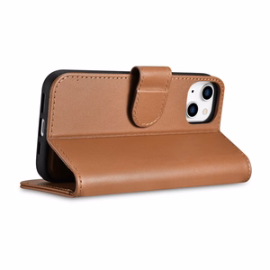 iCarer Lompakko Kotelo 2in1 Cover iPhone 14 Plus Anti-RFID Nahka Flip Case Ruskea (WMI14220727-BN)