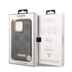 Guess GUHMP13LSAPSTG iPhone 13 Pro / 13 6.1" harmaa/harmaa kova Suojakuori Peony Logo Plate MagSafe