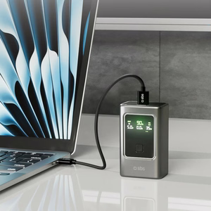 Powerbank SBS 10000mAh PD 35W LCD-näytöllä - harmaa