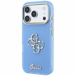 Guess IML 4G Script Metal -suojakuori laitteelle iPhone 18 Pro Max / 17 Pro Max – vaaleansininen