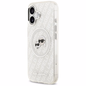 Karl Lagerfeld IML Glitter Karl & Choupette Heads Logo MagSafe -suojakuori iPhone 17 - harmaa
