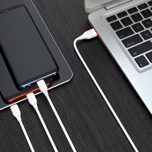 USB-kaapeli Borofone BX17 3-in-1 MicroUSB-Lightning-Type-C valkoinen
