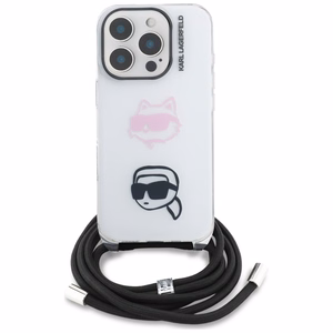 Karl Lagerfeld IML Crossbody Karl&Choupette Head Case for iPhone 16 Pro - White