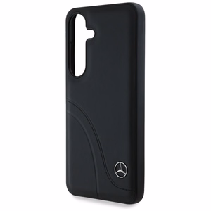 Mercedes Nahkainen Curved Stitches Suojakuori Samsung Galaxy S25:lle - musta