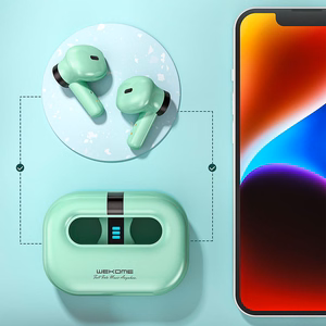 WEKOME VA06 Vanguard Series Bluetooth 5.2 TWS-nappikuulokkeet latauskotelolla, vihreät