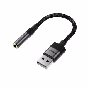 Acefast J13 USB-A 3.5mm mini jack sovitin - musta