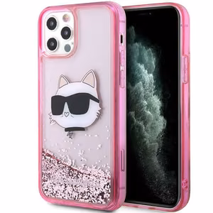 Karl Lagerfeld KLHCP12MLNCHCP iPhone 12 / 12 Pro 6.1" vaaleanpunainen/vaaleanpunainen kovakuori Glitter Choupette Head