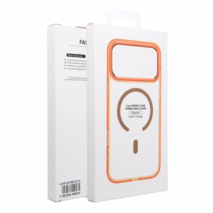 Case for iPhone 17 PRO MAX Frame Clear Hybrid Mag Cover compatible with MagSafe hermes orange
