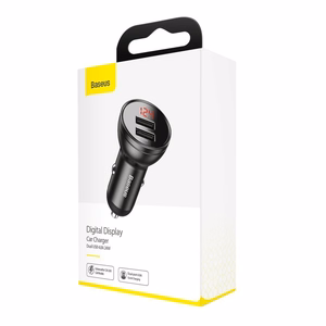 Autolaturi Baseus Digital Display 24W 2xUSB-A musta CCBX-0G