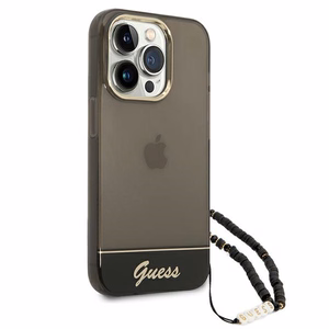 Guess GUHCP14XHGGCOHK iPhone 14 Pro Max 6,7 "musta / musta kovakotelo läpikuultava Pearl hihna