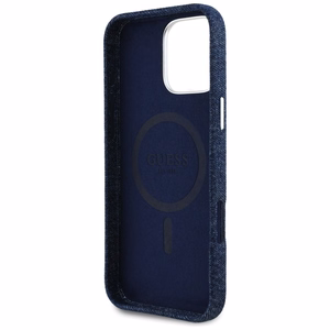 Guess Denim Triangle Logo MagSafe Suojakuori iPhone 16 Pro:lle - sininen