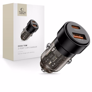 CC03 2-porttinen PD75W auton laturi - Musta