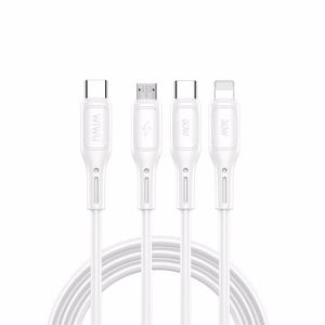 WiWU - Starlink Series datakaapeli Wi-046E 3-in-1 USB C - USB C, Micro USB, Lightning 60W 1m - valkoinen