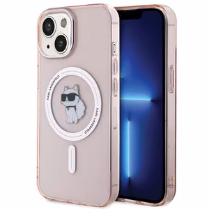 Karl Lagerfeld IML Choupette MagSafe Suojakuori iPhone 15:lle - vaaleanpunainen