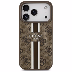 Guess 4G Printed Stripes MagSafe suojakuori iPhone 17 Pro:lle ruskea