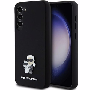 Karl Lagerfeld Silikoninen Karl&Choupette Metal Pin Suojakuori Samsung Galaxy S23+:lle - musta