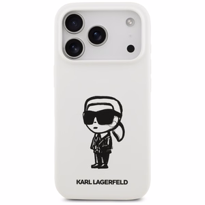 KARL LAGERFELD suojakuori iPhone 17 Pro MagSafe-yhteensopiva KLHMP17LSKIGROH (Silicone W/ KL Sketch & Logo) valkoinen