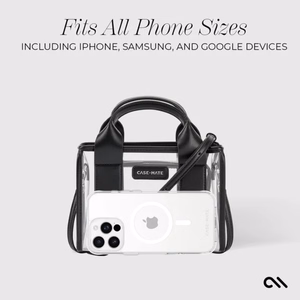 Case-Mate Micro Tote Bag vettä hylkivä olkalaukku, Midnight Black / Clear