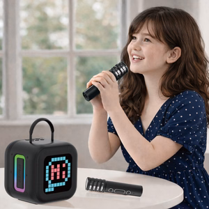 Blavec kannettava Bluetooth-kaiutin WS-09 Karaoke Fun - 10W 2 mikrofonilla ja näytöllä (WS09-2MB) musta