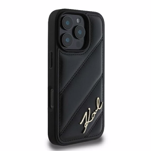 Karl Lagerfeld Quilted Signature Suojakuori iPhone 16 Pro:lle - musta