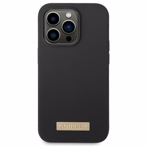 Guess GUHMP14LSBPLK iPhone 14 Pro 6.1" musta/musta kova kotelo Silikoni logo levy MagSafe