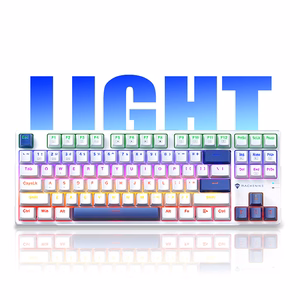 Machenike K500B-B87 Wired Mechanical Gaming Keyboard with Backlight, Red Switch - White