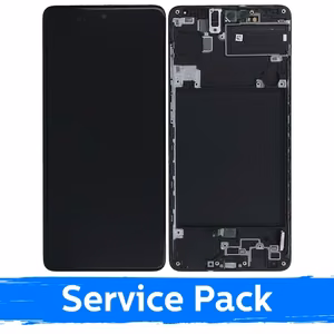LCD-näyttö yhteensopiva Samsung A715 A71 musta kehyksellä (Service Pack)